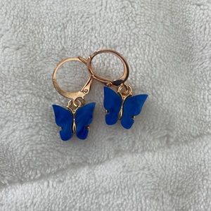 Blue butterfly earrings
